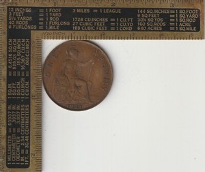 United Kingdom Qty 1 Coin 1921 UK England British predecimal one 1 penny copper1