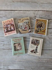 5 Mini Books Merrimack Publishing Vintage Cat Kitten Story Books Plastic Case 