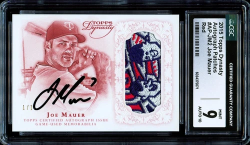 JOE MAUER 2015 Topps Dynasty Twins Minne & Paul Logo Patch Auto Red 1/1 CGC 9!