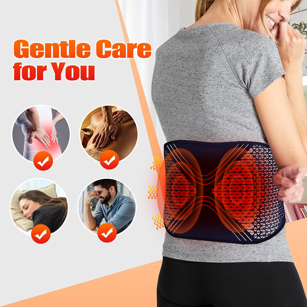 Cordless Heated Back Brace Lower Back Pain Relief Heating Lumbar Support Belt