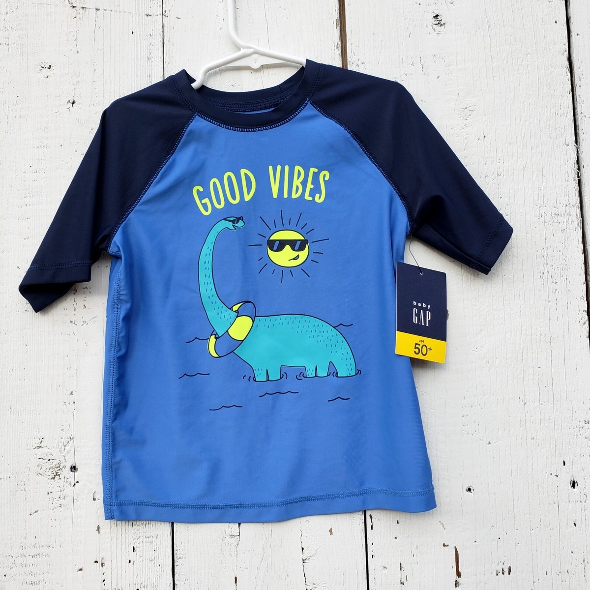 baby Gap Boys Blue Swim Shirt Short Sleeved Size 5t NEW with Picture UPF 50+