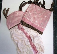 Beautiful CoCaLo Infant Nursery Window Valance and Diaper Stacker Pink Chocolate