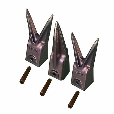 3 - Hensley Style Tiger & Twin Tiger Bucket Teeth w Roll Pins - X156TL , X156WTL