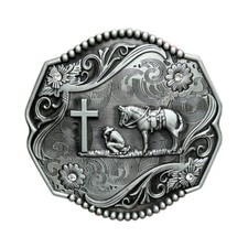 Vintage Style Western Cowboy Belt Buckle for Men  Women - Horse, Cross  Prayer