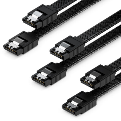 3x SATA 3 Kabel 0,6m Nylon bis 6Gbit/s für PC HDD SSD Festplatte DVD Datenkabel
