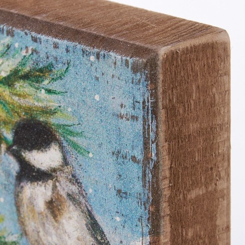 Chickadee Weihnachten Mini Holzkiste Schild 4"" x 4"" | Primitives von Kathy - Bild 2 von 4