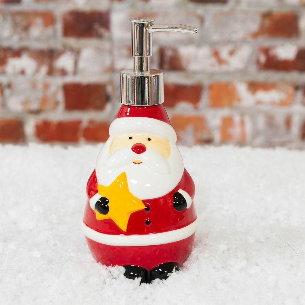 Christmas Santa Bathroom Soap Ceramic Dispenser Refillable