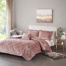 NEW COZY ULTRA SOFT PLUSH MODERN PINK modern VELVET LUXURY CHIC COMFORTER SET