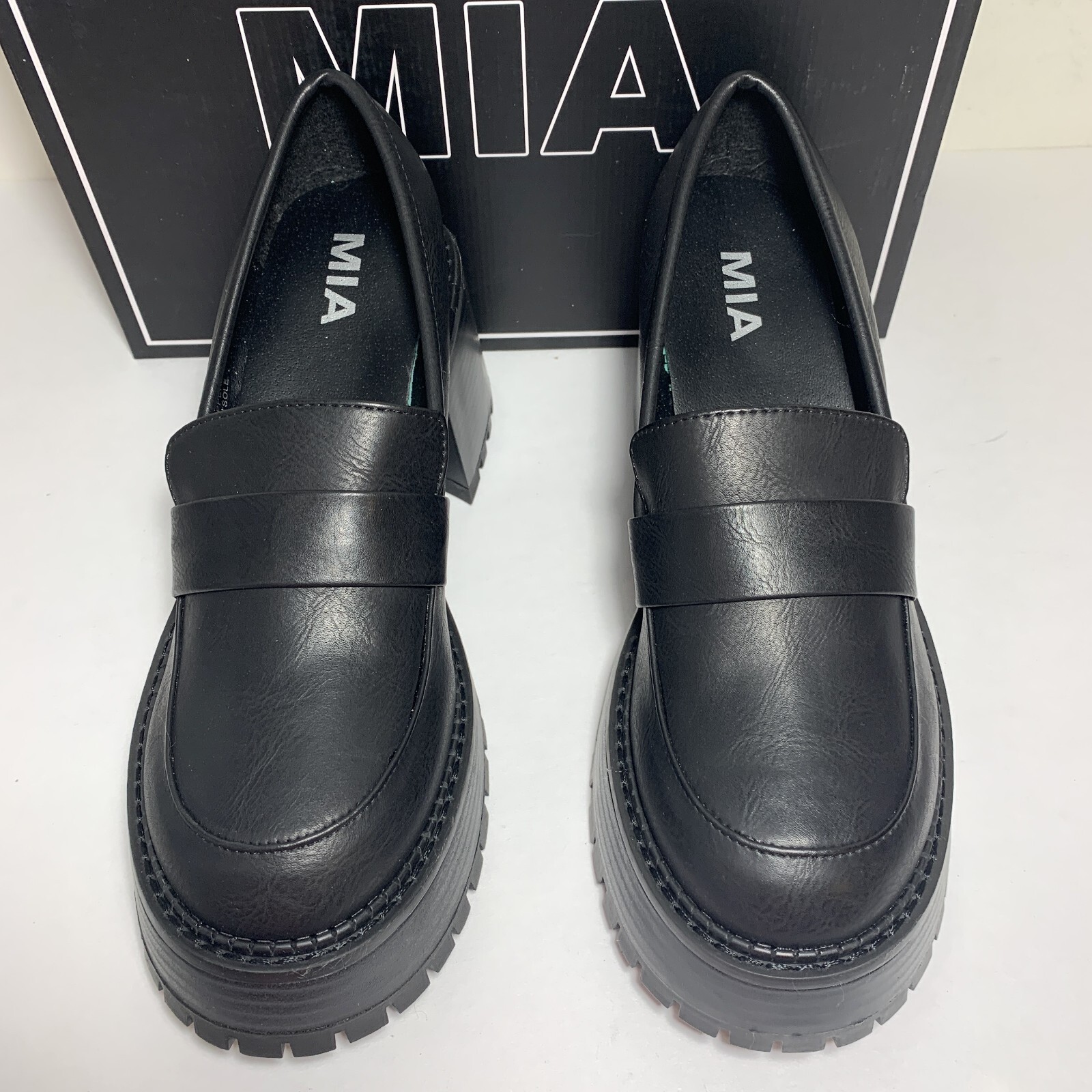 SAOLA Mocassini Mia Dalilah platform slip on suola a strappo tacco nero taglia 8 5 NUOVI
