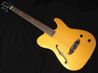 Elektrische Akustikgitarre Schecter Thin Body Gitarre F-Loch Gold Top Glanz F...