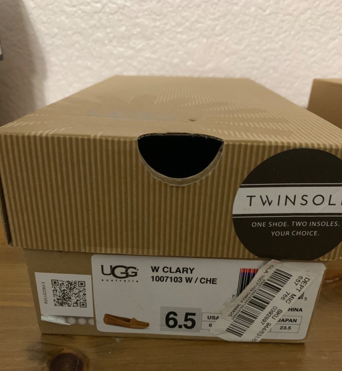 ひな UGG NIB WOMENS W CLARY TWINSOLE MOCCASIN SHOES IN CHESTNUT