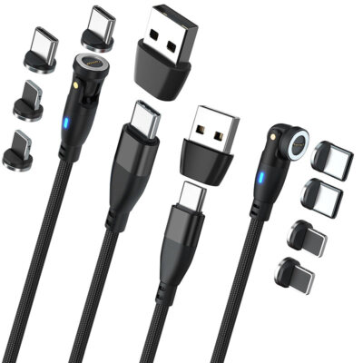 Callstel 2er-Set USB-C/A-Daten- & Ladekabel, USB-C- & Lightning-Magnet-Stecker