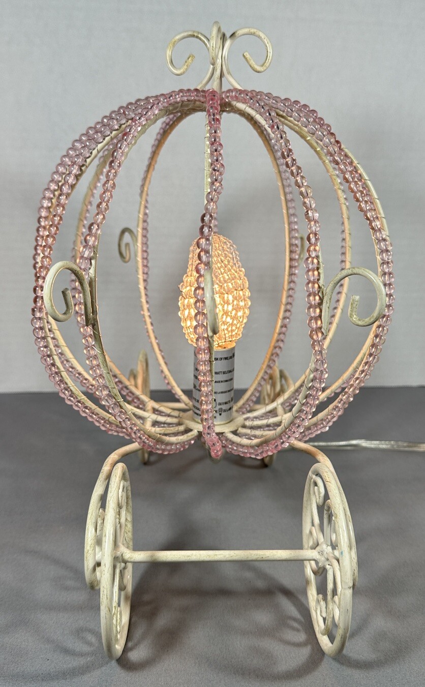 Cinderella Beaded Carriage Lamp Pottery Barn Princess Nightlight Retired WORKS