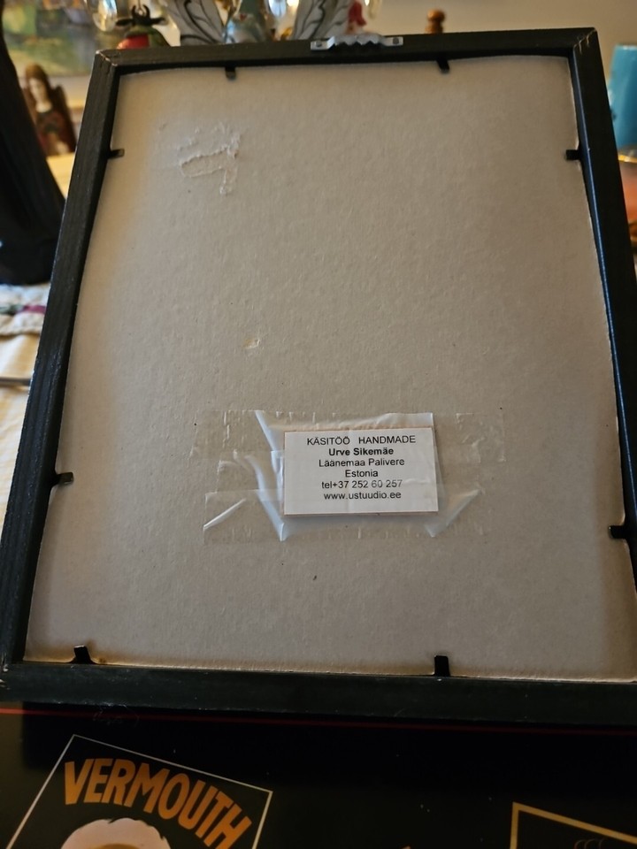 Handmade Estonia Ooak Fused Glass Art Flowers In Framed Shadow Box Urve