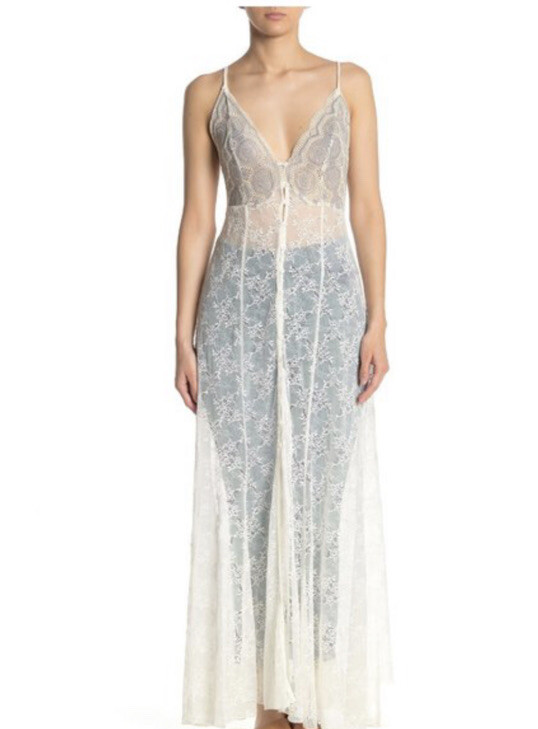 Free People Next to You Button Down Sexy Lace Floral Sheer Maxi Dress M $148 Free People Next to You Button Down Sexy Lace Floral Sheer Maxi Dress M $148