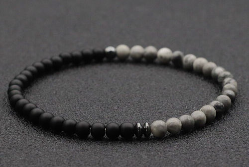 Bracelet Perles Agate Mate Et Hématite Sur Mesure - Fait Main - Homme, Femme, Enfant