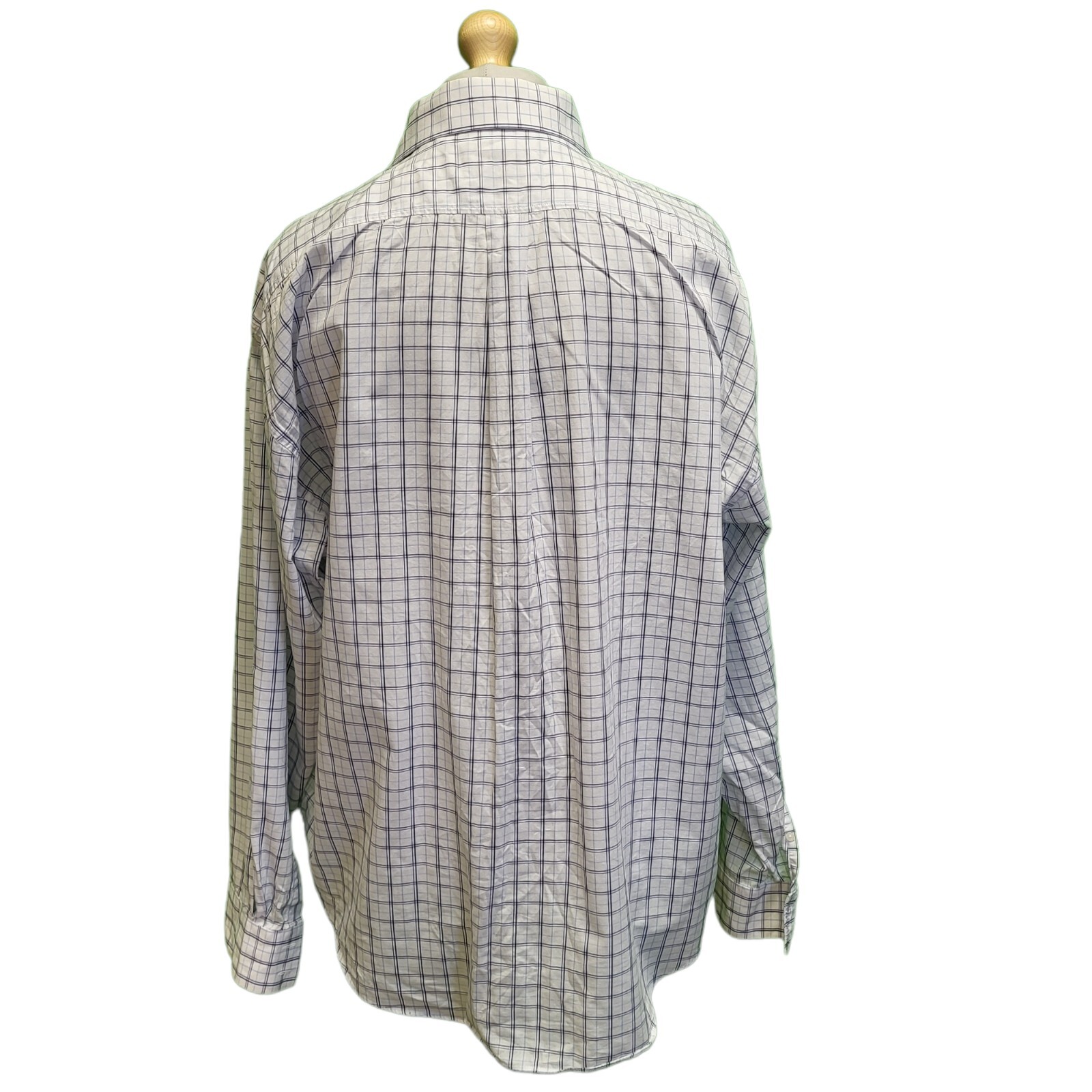 D773 CAMICIA UOMO YVES SAINT LAURENT BIANCA BLU CHECK OVERSIZE UK 2XL EU 60