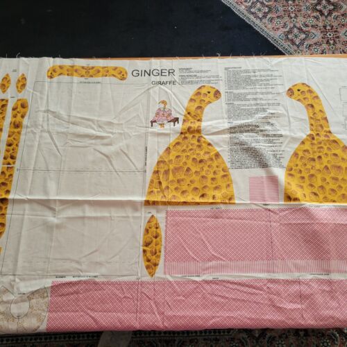 Vintage Springs Ginger Giraffe Plush Toy Doll Fabric Craft Panel Fabric Cut Sew