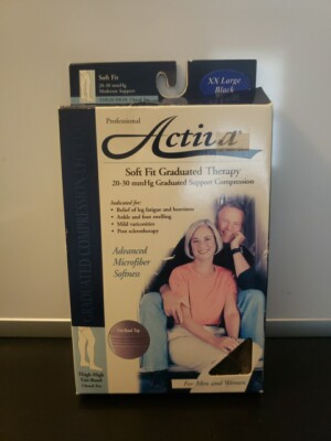 Activa Soft Fit Graduated Therapy 20-30 MMHG Thigh High Uni-Band Black Xxlg Read