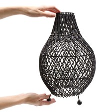 Rattan Tischlampe - Schwarz - H: 39 CM, I : 24 CM - Brand Neu & Verpackt
