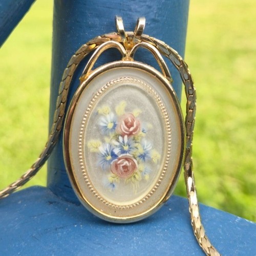 Vintage Monet floral pendant on 14k GF chain necklace Vintage Jewelry set gift