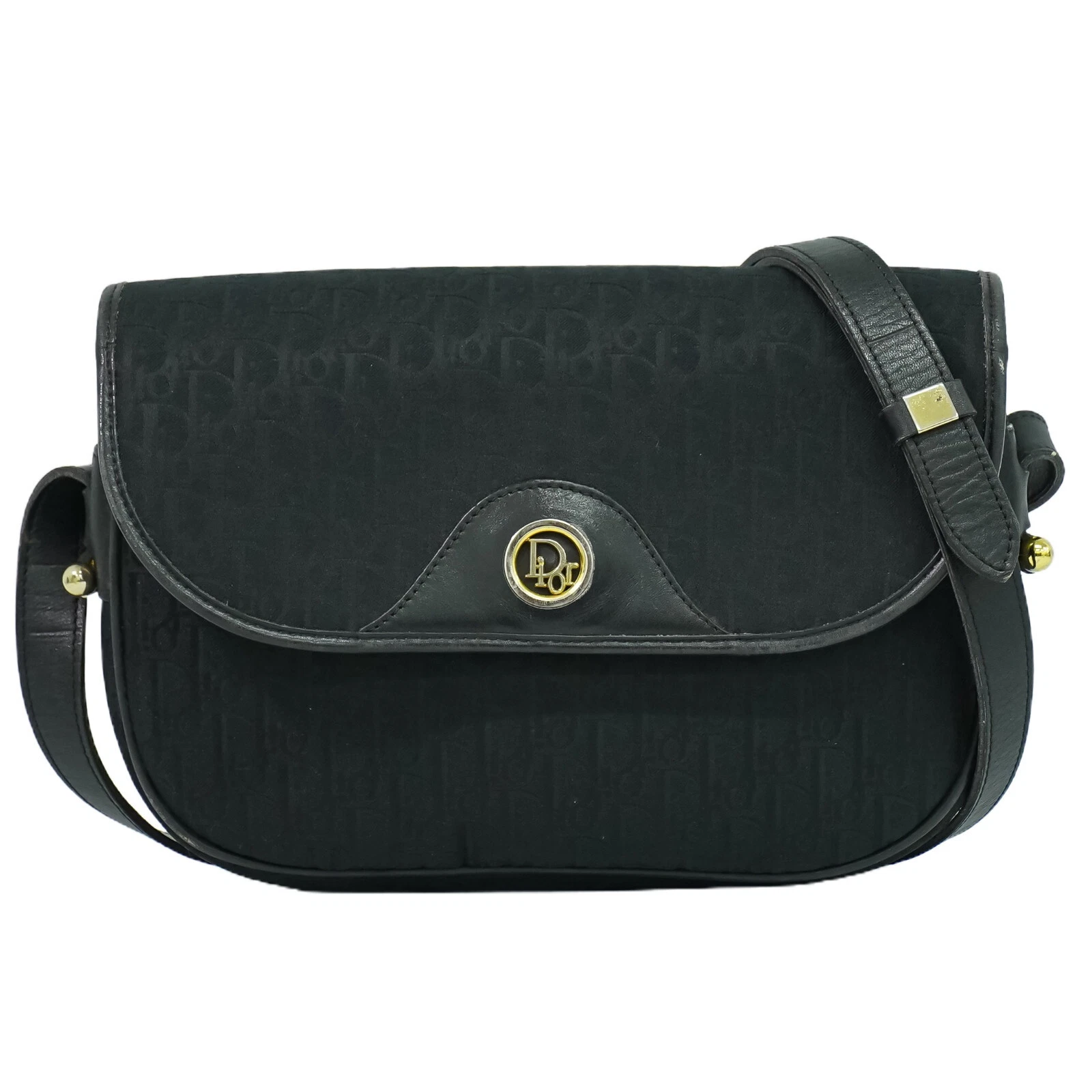Sac bandoulière Christian Dior trotteur toile bandoulière noir doré