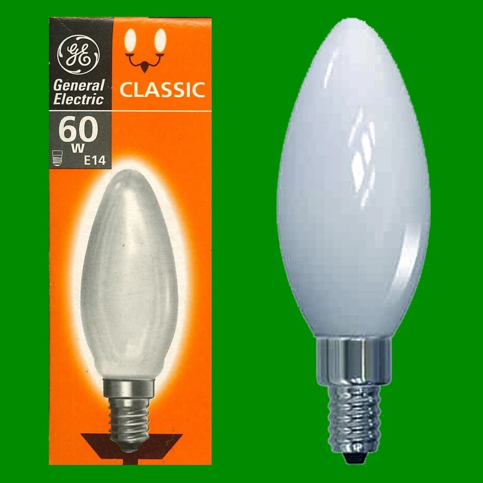4x 60W GE Frosted Candle Incandescent Filament Dimmable Light Bulbs SES E14