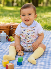 DREAM 0-5 years  BABY BOY farmyard animals romany shirt and romper made to order