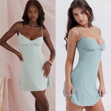 House of CB London Christiana Mini Dress Light Jade Size XS