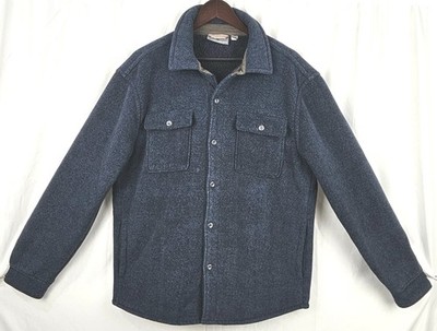 Rugged Elements Men's M Navy Herringbone Sherpa Fleece Lined Shirt Jacket