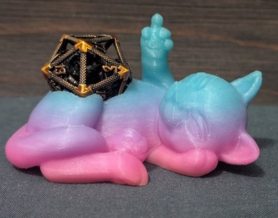 D20 Holder Cat Middle Finger Glow In The Dark Desk Figurine Dungeons Dragons
