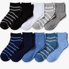 Thereabouts Little  Big Kid Boys 10 Pair Quarter Ankle Socks Size Medium