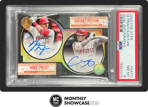 SHOHEI OHTANI MIKE TROUT PSA 8 2022 TOPPS FIVE STAR DA-TO DUAL ON CARD AUTO 2/10