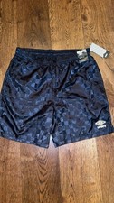Umbro Checkered Soccer Shorts Mid Rise 7" Vintage Style Black Men's M 90's NWT