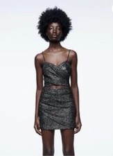 Zara Cut Out Mini Glitter Dress, Size S, New with tags (Item #1164)