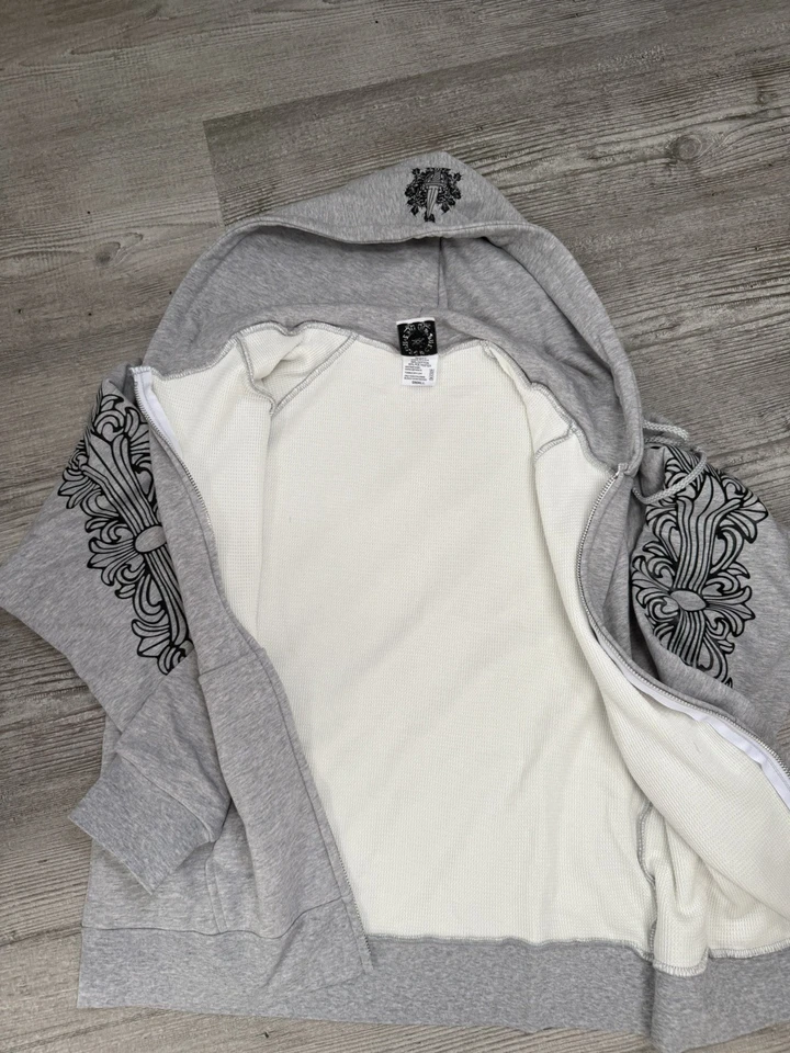 Chrome Hearts Vintage Thermal Floral Zip Up Hoodie  - Image 3 of 4