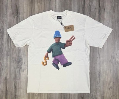 Stussy Peace & Prosperity Graphic Tee White Mens Size Medium Cotton NEW