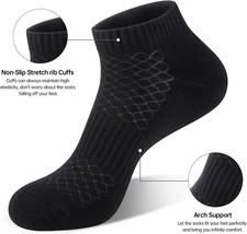 5 Pairs Mens Black 100 Cotton Cushioned Ankle Socks Breathable Medium-Large