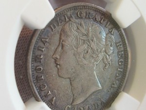 Canada 1858 20 Cent Coin, Key Date, Reeded Edge, NGC XF 45!