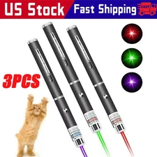 3 Packs Color 900Mile Laser Pointer Pen Green Blue Red Light Visible Beam Laze