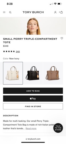 Tory Burch Perry Small Triple Compartment Tote Crossbody Bag In Ivory - Picture 15 of 15