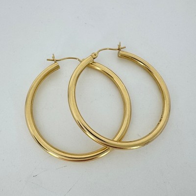HOB 14k Yellow Gold Hoop Earrings 39mm High Polish Tubular 4.73g Medium