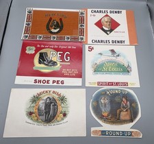 #3 Lot of 6 Vintage Paper Cigar Box Advertising Labels