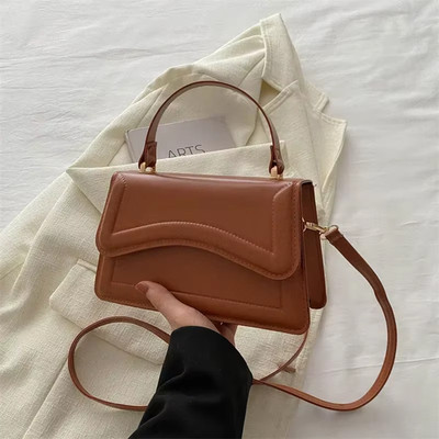 Hochwertige PU Leder Handtasche Geldbeutel Damen Tasche Einfarbig Schulter Crossbody