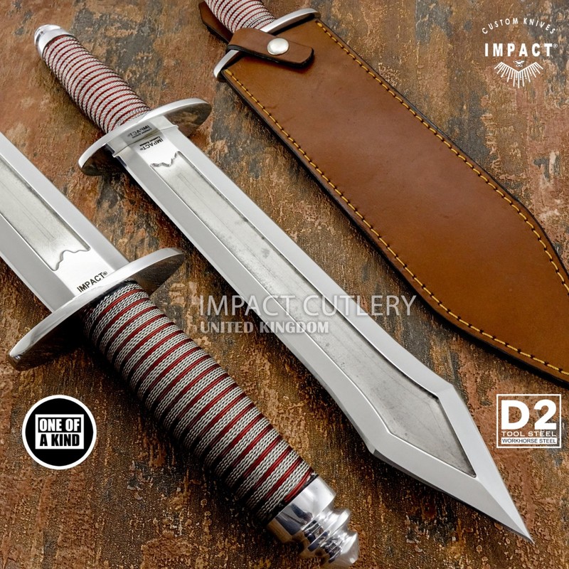 Model # 7742 Impact Cutlery Custom Hand Made Dagger Knife D2 Blade Wire Wrapped