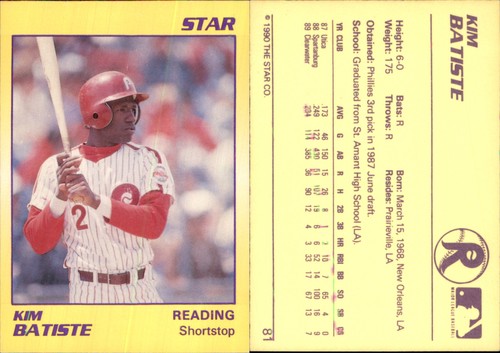 Kim Batiste 1990 Star #81 RC Karte KOSTENLOSER VERSAND *AutographDen*