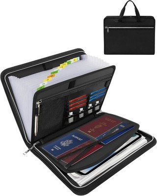 WhelLux Fireproof Important Document Organizer Folio Folder with Lock   Black 