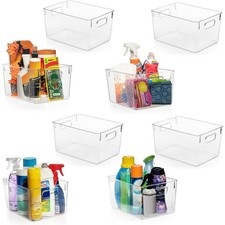 Clear Plastic Storage Bins for Pantry Cabinet Kitchen Organization, Food