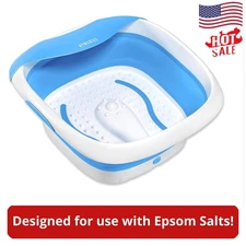 Heat Vibrating Massage Foot Spa Collapsible Space Saving Easy Store Carry 5 Lb