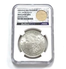 NGC 1921 Morgan Silver Dollar BU w/ Original Bag Fragment